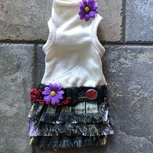 Oh so sweet lil girl pup jean ruffle dress small
